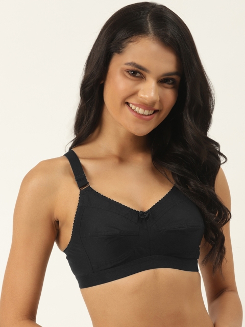 Softskin Black Solid Pure Cotton Non-Wired Non Padded Everyday Bra XtraCare_30