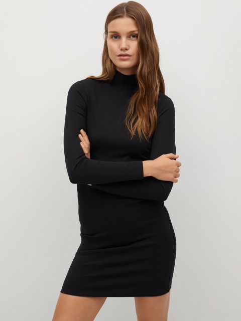 MANGO Women Black Solid Bodycon Dress