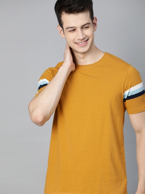 Mast & Harbour Men Mustard Yellow Pure Cotton Handcrafted T-shirt With Stripe Sleeves
Mast & Harbour Men Mustard Yellow Pure Cotton Handcrafted T-shirt With Stripe Sleeves