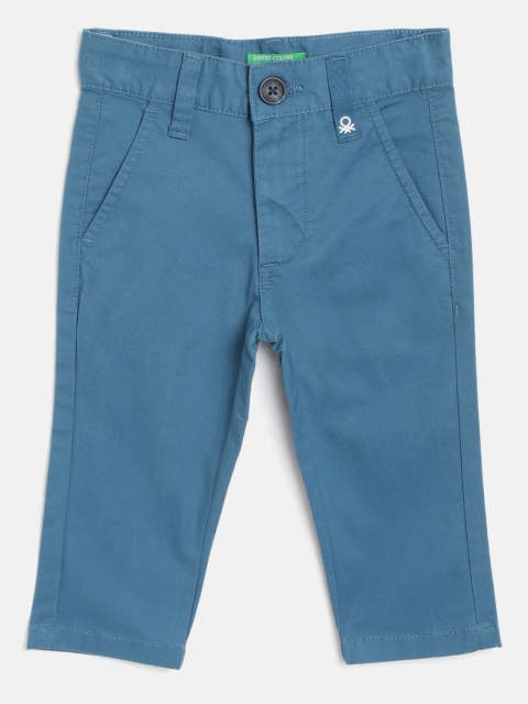 United Colors of Benetton Boys Blue Regular Fit Solid Trousers
