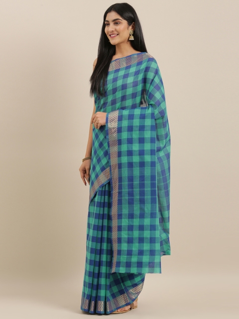 The Chennai Silks Classicate Sea Green & Navy Blue Pure Cotton Checked Chettinad Saree
The Chennai Silks Classicate Sea Green & Navy Blue Pure Cotton Checked Chettinad Saree