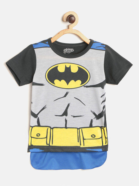 GAME BEGINS Boys Grey Melange Yellow Batman Print Pure Cotton T-shirt with Attached Cape
GAME BEGINS Boys Grey Melange Yellow Batman Print Pure Cotton T-shirt with Attached Cape