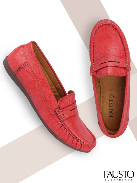 FAUSTO Women Red Loafers