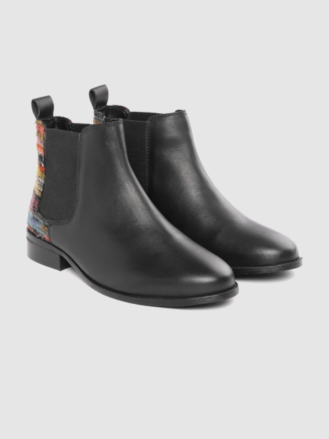 Carlton London Women Black & Rust Orange Woven Design Detail Mid-Top Chelsea Flat Boots
Carlton London Women Black & Rust Orange Woven Design Detail Mid-Top Chelsea Flat Boots