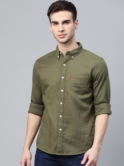 Levis Men Olive Slim Fit Casual Shirt