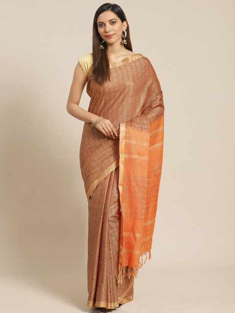 swatika Brown & Orange Woven Design Handloom Bhagalpuri Saree
swatika Brown & Orange Woven Design Handloom Bhagalpuri Saree