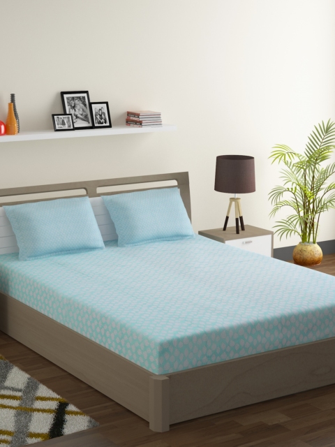 SWAYAM Turquoise Blue & White Floral 200 TC Cotton 1 Queen Bedsheet with 2 Pillow Covers
SWAYAM Turquoise Blue & White Floral 200 TC Cotton 1 Queen Bedsheet with 2 Pillow Covers