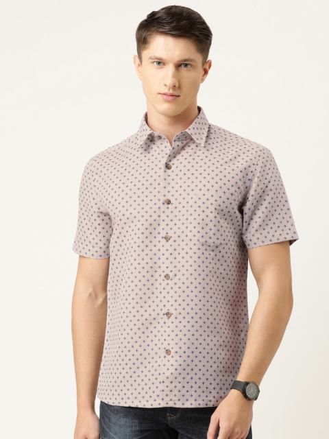 Burnt Umber Men Off-White & Navy Blue Slim Fit Ethnic Motif Print Casual Shirt
Burnt Umber Men Off-White & Navy Blue Slim Fit Ethnic Motif Print Casual Shirt