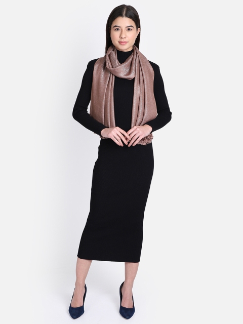 Anekaant Women Brown Woven Design Stole
