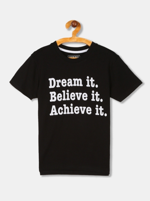 Cherokee Boys Black Printed Round Neck T-shirt