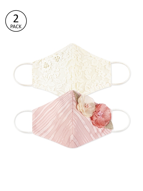 Daffodils GIRLS WEAR Women Pack of 2 Off- White & Pink Embellished 3-Ply Sustainable Reusable Cloth Masks
Daffodils GIRLS WEAR Women Pack of 2 Off- White & Pink Embellished 3-Ply Sustainable Reusable Cloth Masks