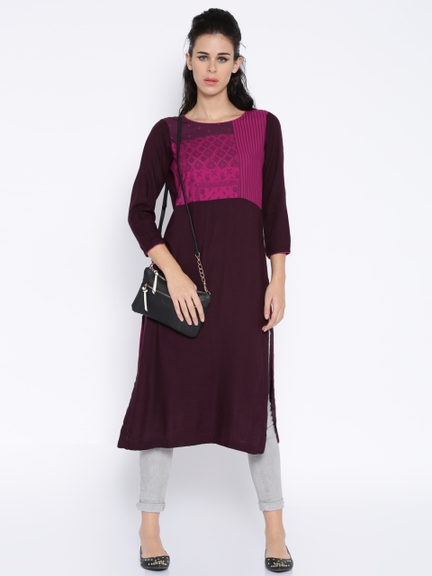 Vishudh Burgundy & Pink Kurta
