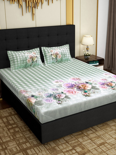 PAVO Green & White Floral 100% Cotton 300 TC 1 King Bedsheet with 2 Pillow Covers
PAVO Green & White Floral 100% Cotton 300 TC 1 King Bedsheet with 2 Pillow Covers