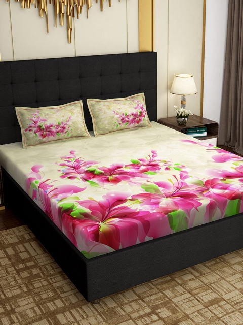 PAVO Off-White & Pink Floral 100% Cotton 300 TC 1 King Bedsheet with 2 Pillow Covers
PAVO Off-White & Pink Floral 100% Cotton 300 TC 1 King Bedsheet with 2 Pillow Covers