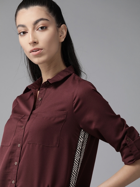 The Roadster Lifestyle Co Women Burgundy Regular Fit Solid Casual Sustainable Recycled Poly Shirt
The Roadster Lifestyle Co Women Burgundy Regular Fit Solid Casual Sustainable Recycled Poly Shirt