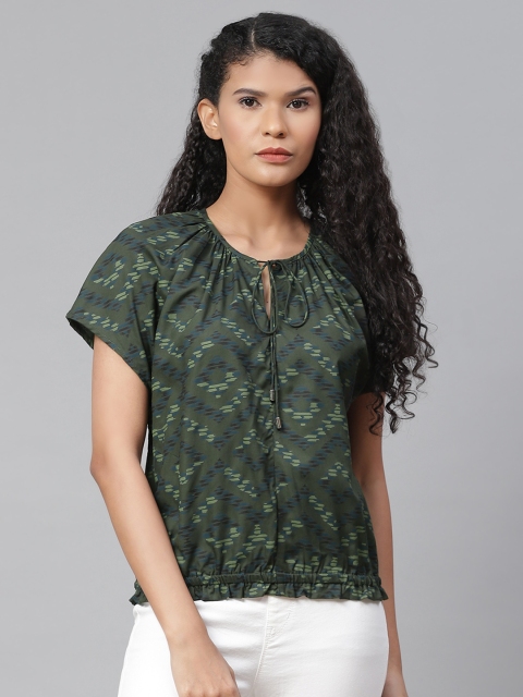 The Roadster Lifestyle Co Green Geometric Tie-Up Neck Extended Sleeves Sustainable Ecovero Blouson Top
The Roadster Lifestyle Co Green Geometric Tie-Up Neck Extended Sleeves Sustainable Ecovero Blouson Top