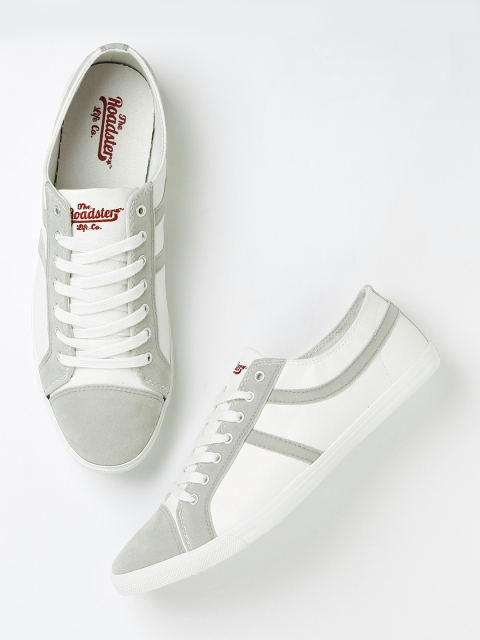 Roadster Men White & Grey Sneakers