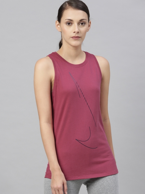 Nike Women Maroon Printed Top