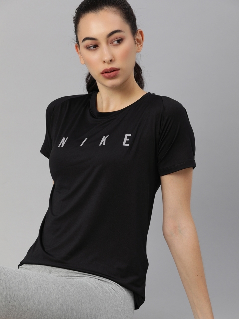 Nike Women Black & White Brand Logo Print Miler Division Short-Sleeve Running T-shirt
Nike Women Black & White Brand Logo Print Miler Division Short-Sleeve Running T-shirt