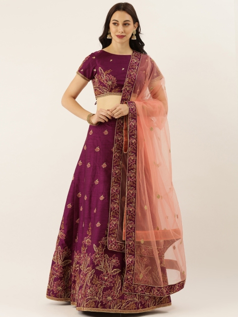 panchhi Purple & Peach-Coloured Embroidered Semi-Stitched Lehenga & Unstitched Blouse with Dupatta
panchhi Purple & Peach-Coloured Embroidered Semi-Stitched Lehenga & Unstitched Blouse with Dupatta