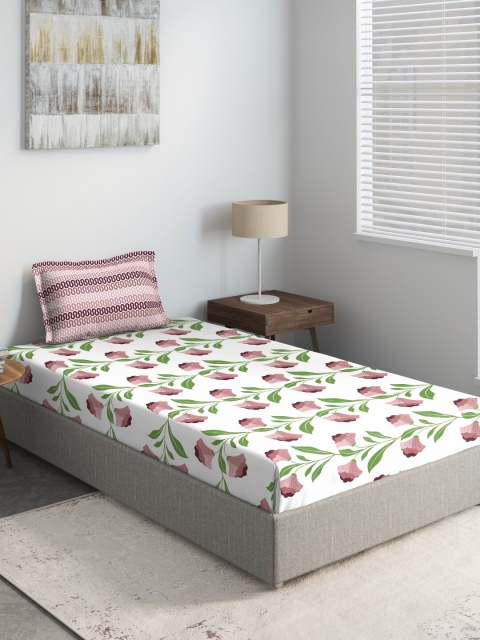 DDecor White & Green Printed 144 TC Cotton 1 Single Bedsheet with 1 Pillow Covers
DDecor White & Green Printed 144 TC Cotton 1 Single Bedsheet with 1 Pillow Covers