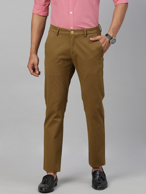 Allen Solly Men Khaki Slim Fit Printed Regular Trousers 
Allen Solly Men Khaki Slim Fit Printed Regular Trousers