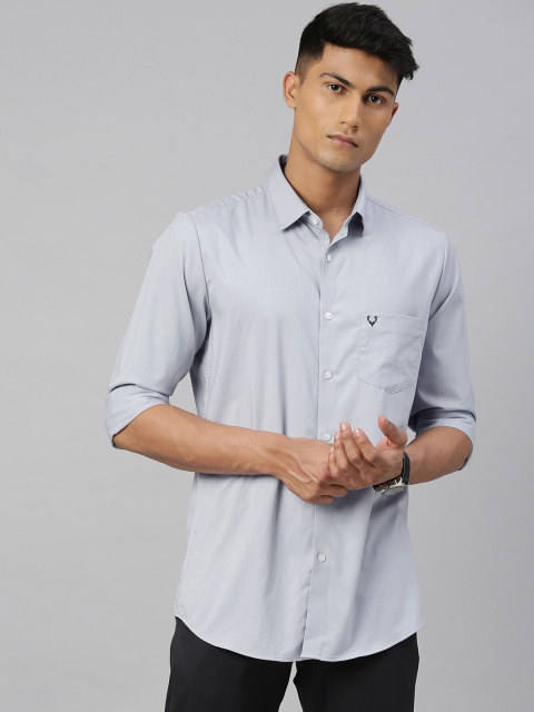 Allen Solly Men Grey Slim Fit Solid Casual Shirt
