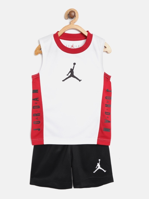 Jordan Boys White & Black Jumpman Logo Embroidered T-shirt with Shorts