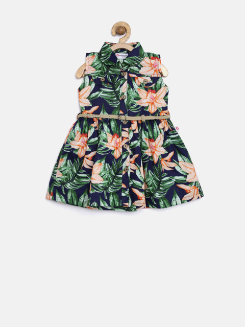 Peppermint Girls Navy Tropical Print Shirt Dress, Navy blue 
Peppermint Girls Navy Tropical Print Shirt Dress, Navy blue