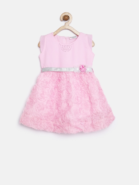 Peppermint Girls Pink Polyester Fit & Flare Dress