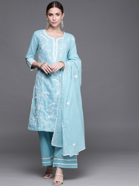 Biba Women Blue & White Floral Embroidered Pure Cotton Kurta with Palazzos & Dupatta
Biba Women Blue & White Floral Embroidered Pure Cotton Kurta with Palazzos & Dupatta