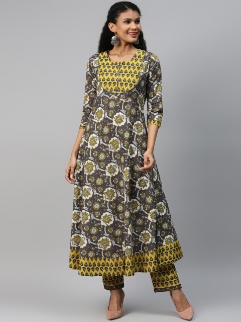mokshi Women Charcoal Grey & Mustard Yellow Pure Cotton Floral Printed Kurta with Trousers
mokshi Women Charcoal Grey & Mustard Yellow Pure Cotton Floral Printed Kurta with Trousers