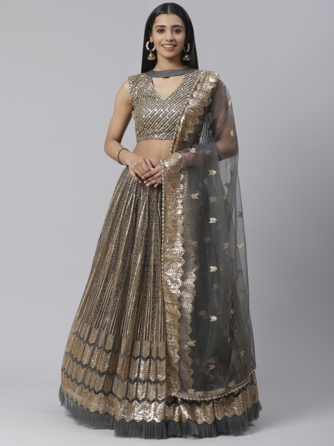 SHOPGARB Charcoal Grey & Golden Semi-Stitched Lehenga & Unstitched Blouse with Dupatta
SHOPGARB Charcoal Grey & Golden Semi-Stitched Lehenga & Unstitched Blouse with Dupatta