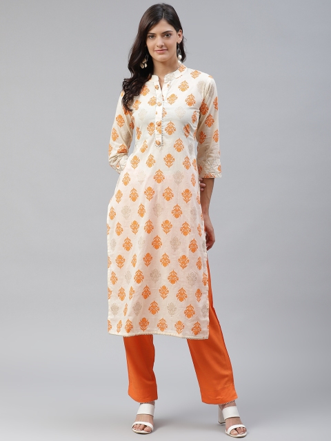 HIGHLIGHT FASHION EXPORT Women Off-White & Orange Ethnic Motifs Print Kurta with Trousers
HIGHLIGHT FASHION EXPORT Women Off-White & Orange Ethnic Motifs Print Kurta with Trousers