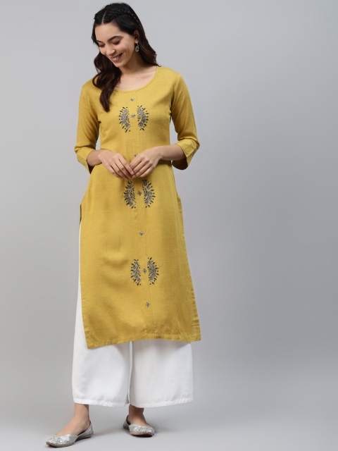 HIGHLIGHT FASHION EXPORT Women Mustard Ethnic Motifs Handwork Embroidered Zardozi Kurta
HIGHLIGHT FASHION EXPORT Women Mustard Ethnic Motifs Handwork Embroidered Zardozi Kurta