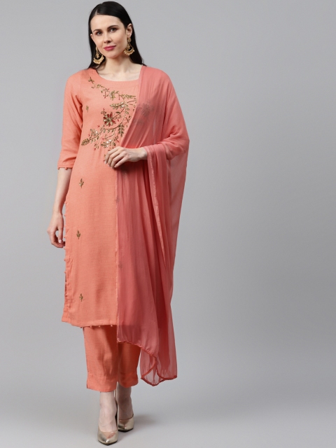 HIGHLIGHT FASHION EXPORT Women Coral Orange Embellished Kurta with Trousers & Dupatta
HIGHLIGHT FASHION EXPORT Women Coral Orange Embellished Kurta with Trousers & Dupatta