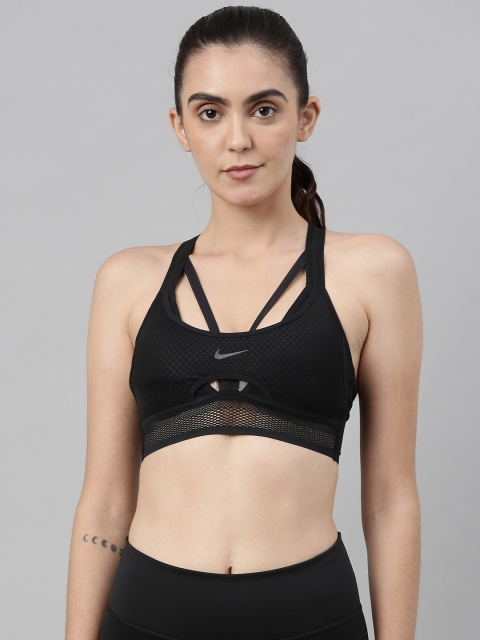 Nike Black Solid Non-Wired Non Padded INDY ULTRABREATHE Workout Bra