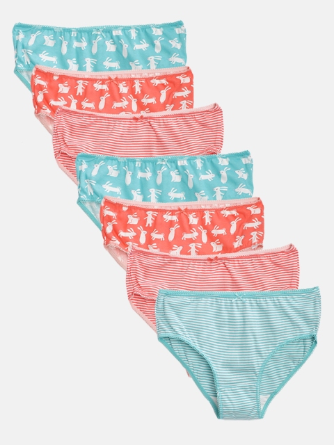 Marks & Spencer Girls Pack of 7 Pure Cotton Briefs, Coral