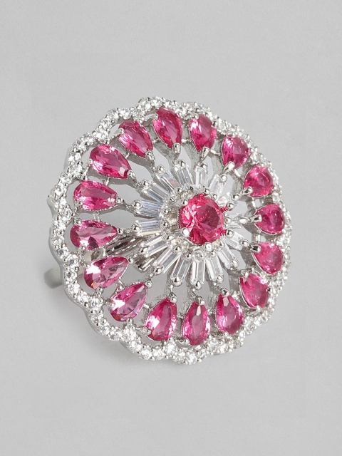 justpeachy Red & Silver-Toned Rhodium-Plated AD Studded Floral Adjustable Finger Ring
justpeachy Red & Silver-Toned Rhodium-Plated AD Studded Floral Adjustable Finger Ring
