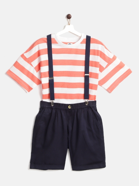 YK Boys White & Coral Orange Cotton Striped T-shirt with Shorts & Detachable Suspenders
YK Boys White & Coral Orange Cotton Striped T-shirt with Shorts & Detachable Suspenders