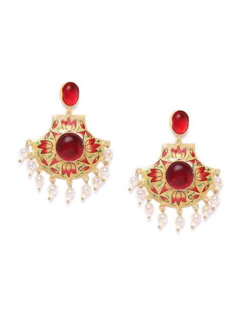 ANESH Maroon & Off-White Gold-Plated Studded & Beaded Hand Painted Classic Drop Earrings
ANESH Maroon & Off-White Gold-Plated Studded & Beaded Hand Painted Classic Drop Earrings
