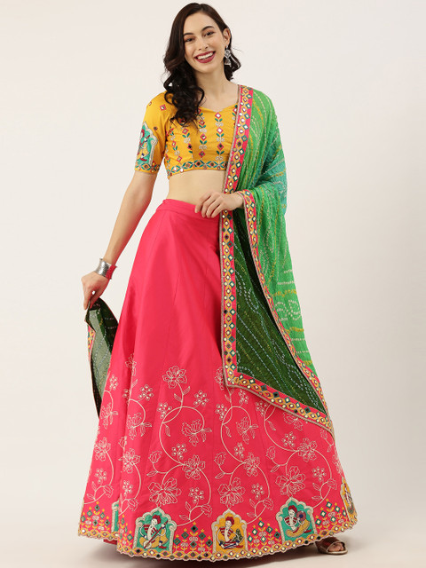 panchhi Mustard & Pink Embellished Semi-Stitched Lehenga & Unstitched Blouse with Dupatta
panchhi Mustard & Pink Embellished Semi-Stitched Lehenga & Unstitched Blouse with Dupatta