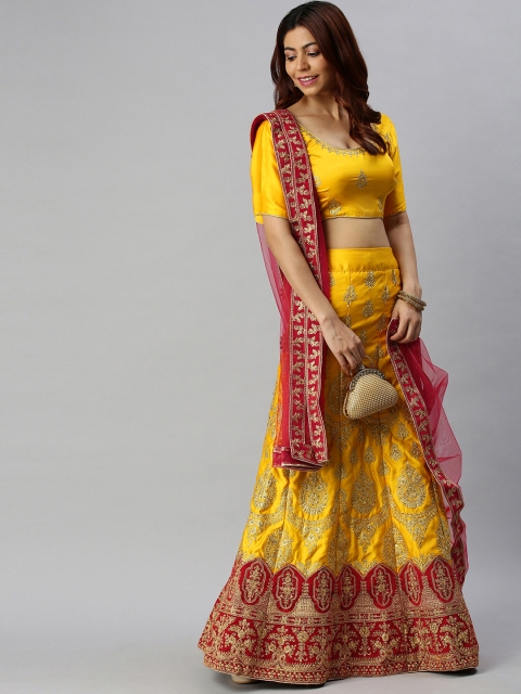 Mitera Yellow & Gold-Toned Embroidered Made to Measure Lehenga & Unstitched Blouse with Dupatta
Mitera Yellow & Gold-Toned Embroidered Made to Measure Lehenga & Unstitched Blouse with Dupatta