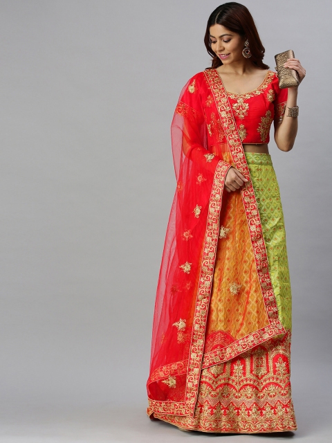 Mitera Green & Red Woven Design Semi-Stitched Lehenga & Unstitched Blouse with Dupatta
Mitera Green & Red Woven Design Semi-Stitched Lehenga & Unstitched Blouse with Dupatta