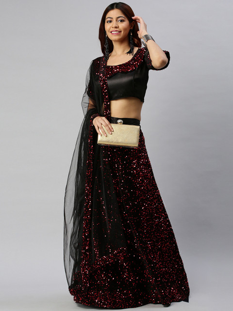 Mitera Black & Red Embellished Semi-Stitched Lehenga & Unstitched Blouse with Dupatta
Mitera Black & Red Embellished Semi-Stitched Lehenga & Unstitched Blouse with Dupatta