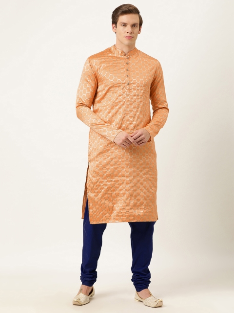 EthnoVogue Men Peach-Coloured & Navy Blue Printed Made To Measure Kurta with Churidar
EthnoVogue Men Peach-Coloured & Navy Blue Printed Made To Measure Kurta with Churidar