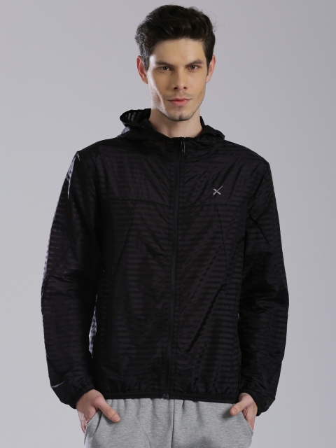HRX by Hrithik Roshan Black Striped Active Jacket