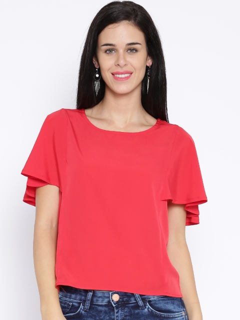 Tokyo Talkies Red Polyester Top