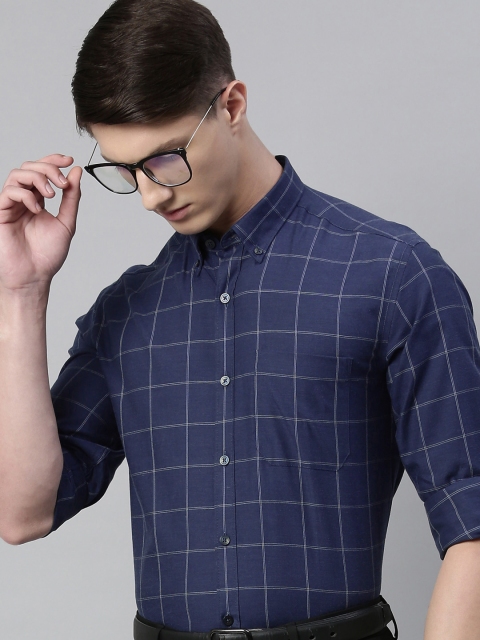 Louis Philippe Men Navy Blue & White Slim Fit Checked Pure Cotton Formal Shirt
Louis Philippe Men Navy Blue & White Slim Fit Checked Pure Cotton Formal Shirt