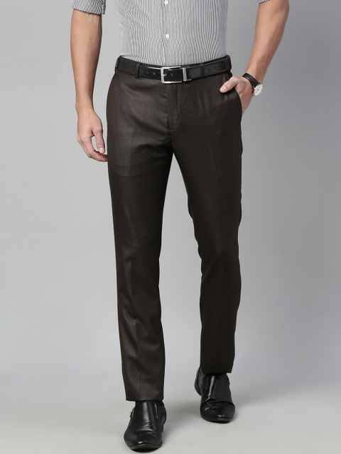 Raymond Men Brown Slim Fit Solid Formal Trousers